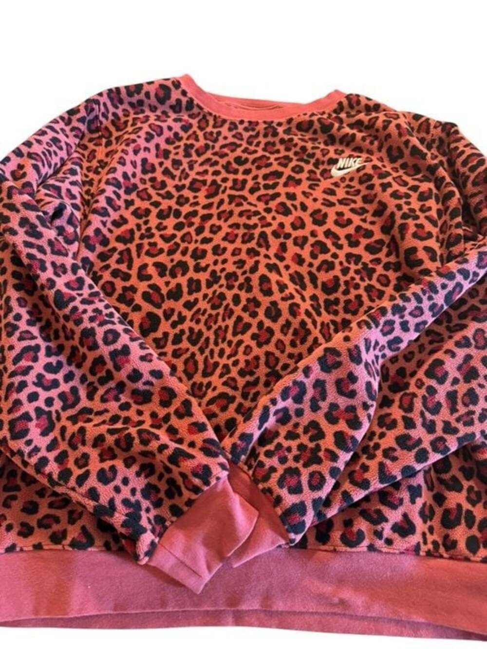 Nike Coral and Black Leopard Print Sweatshirt